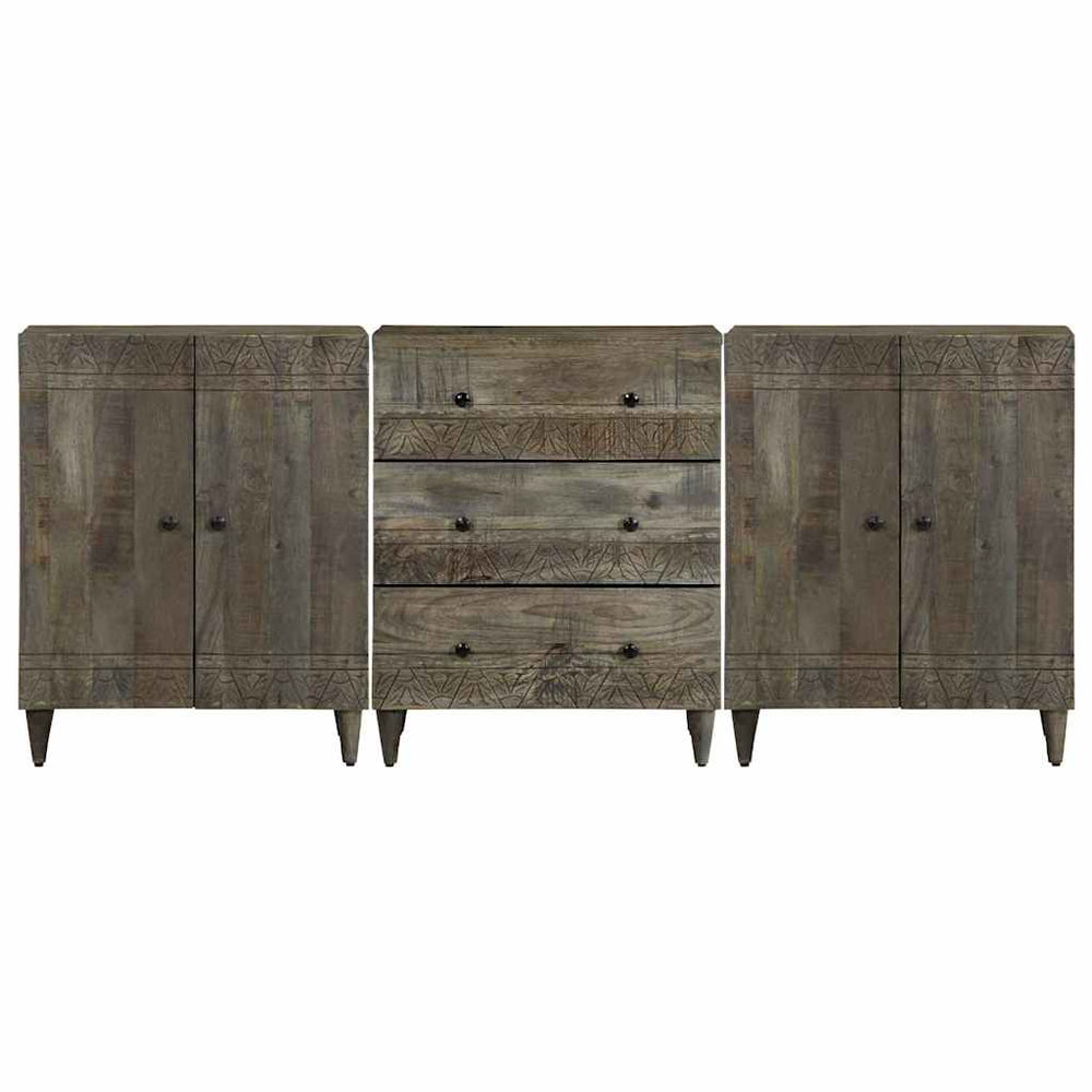 vidaXL 3-pc. Sideboard Set Light Grey 60x33.5x75 cm Solid Mango Wood