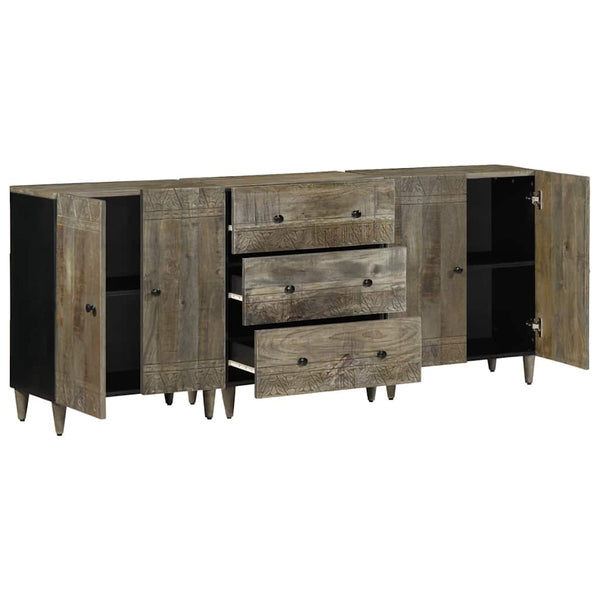 vidaXL 3-pc. Sideboard Set Light Grey 60x33.5x75 cm Solid Mango Wood
