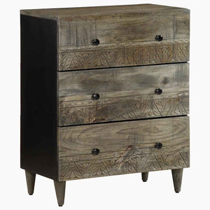vidaXL 3-pc. Sideboard Set Light Grey 60x33.5x75 cm Solid Mango Wood