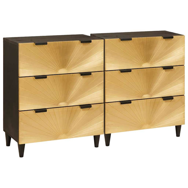 vidaXL Sideboard 2 pcs Black and Gold 60 x 33 x 75 cm