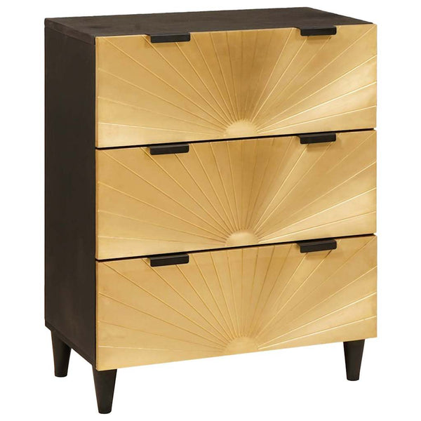 vidaXL Sideboard 2 pcs Black and Gold 60 x 33 x 75 cm