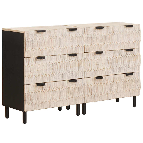 vidaXL Sideboard 2 pcs White Washed Finish 60 x 33 x 75 cm