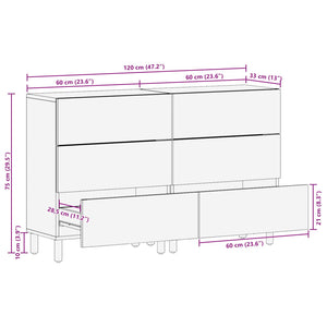 vidaXL Sideboard 2 pcs White Washed Finish 60 x 33 x 75 cm