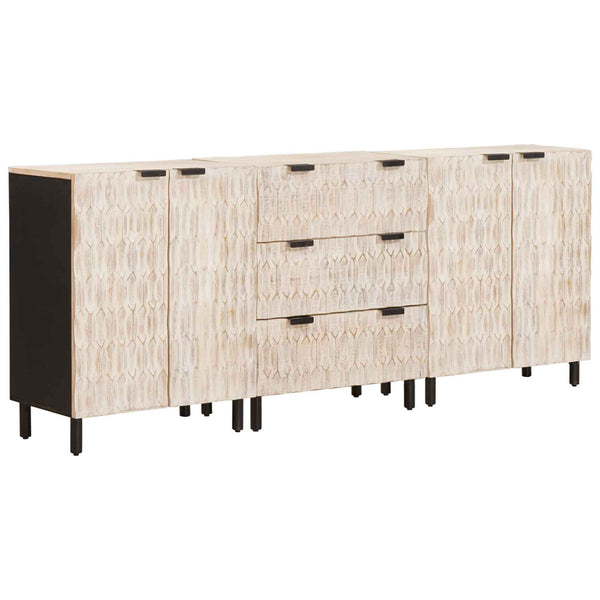 vidaXL Sideboard 3 pcs White Washed Finish 180 x 33 x 75 cm