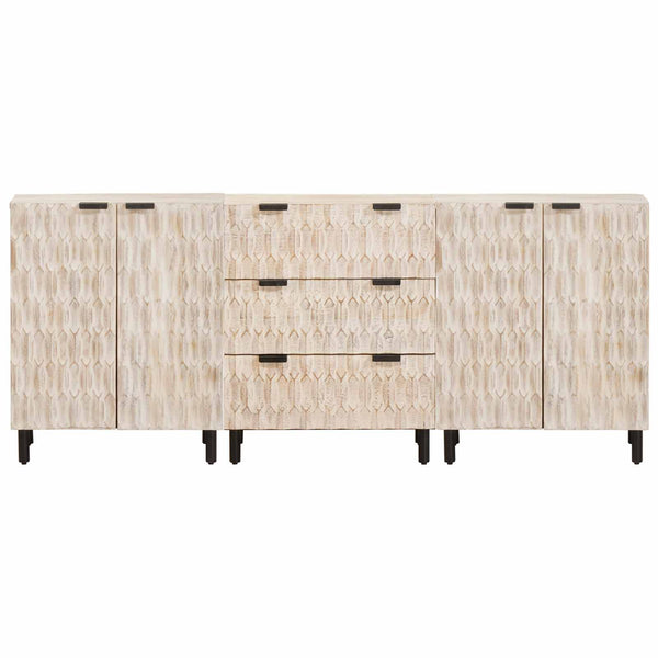 vidaXL Sideboard 3 pcs White Washed Finish 180 x 33 x 75 cm