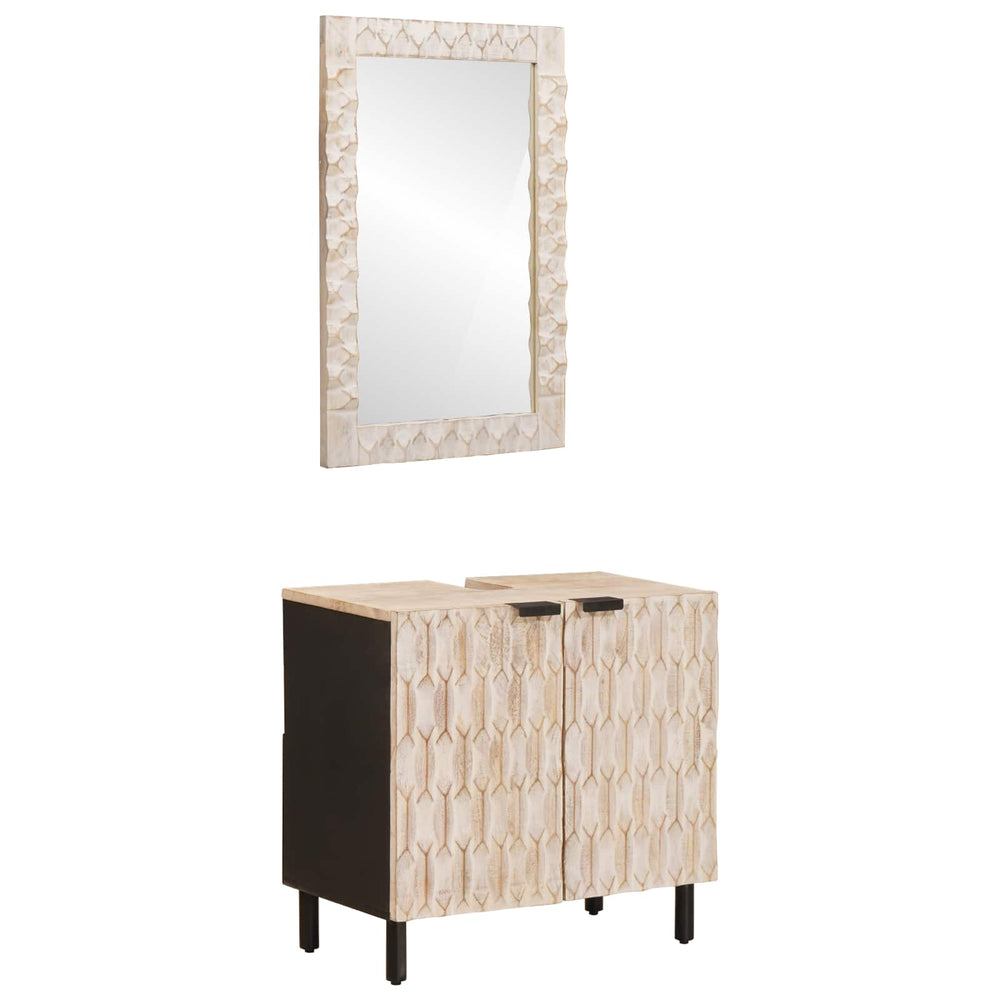 vidaXL Bathroom Sets White Washed Finish Solid Mango Wood