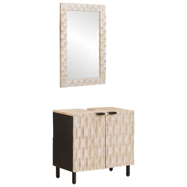 vidaXL Bathroom Sets White Washed Finish Solid Mango Wood