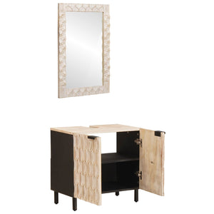 vidaXL Bathroom Sets White Washed Finish Solid Mango Wood