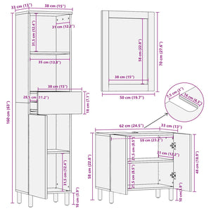 vidaXL Bathroom Furniture Sets with Shelf 3 pcs White Washed Finish