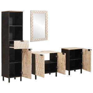 vidaXL Bathroom Cabinet Sets with Shelf 4 pcs White Washed Finish