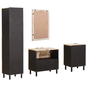 vidaXL Bathroom Cabinet Sets with Shelf 4 pcs White Washed Finish
