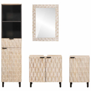 vidaXL Bathroom Cabinet Sets with Shelf 4 pcs White Washed Finish