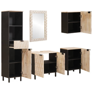 vidaXL Bathroom Cabinet Sets with Shelf 5 pcs White Washed Finish