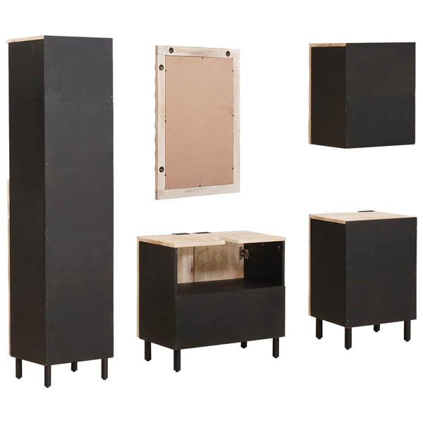 vidaXL Bathroom Cabinet Sets with Shelf 5 pcs White Washed Finish