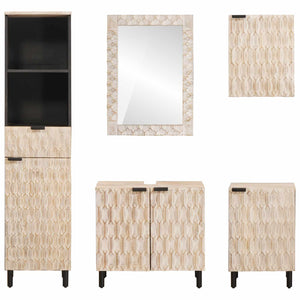 vidaXL Bathroom Cabinet Sets with Shelf 5 pcs White Washed Finish