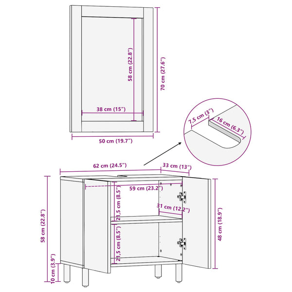 vidaXL Bathroom Sets 2 pcs Acacia Brown Winish Solid Mango Wood