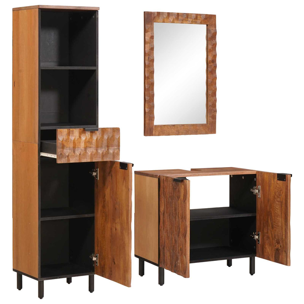 vidaXL Bathroom Furniture Set 3 pcs Acacia Brown Winish Solid Mango Wood