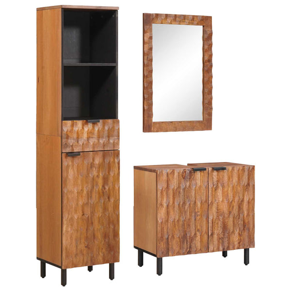 vidaXL Bathroom Furniture Set 3 pcs Acacia Brown Winish Solid Mango Wood