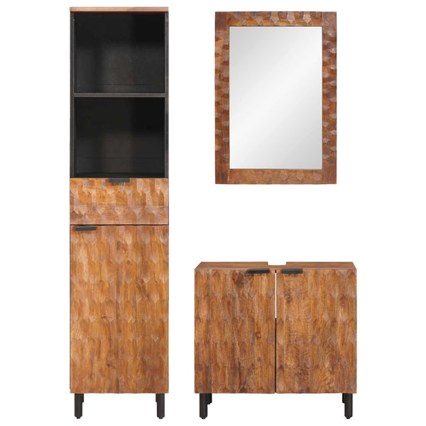 vidaXL Bathroom Furniture Set 3 pcs Acacia Brown Winish Solid Mango Wood