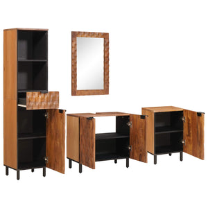 vidaXL Bathroom Furniture Set 4 pcs Acacia Brown Winish Solid Mango Wood