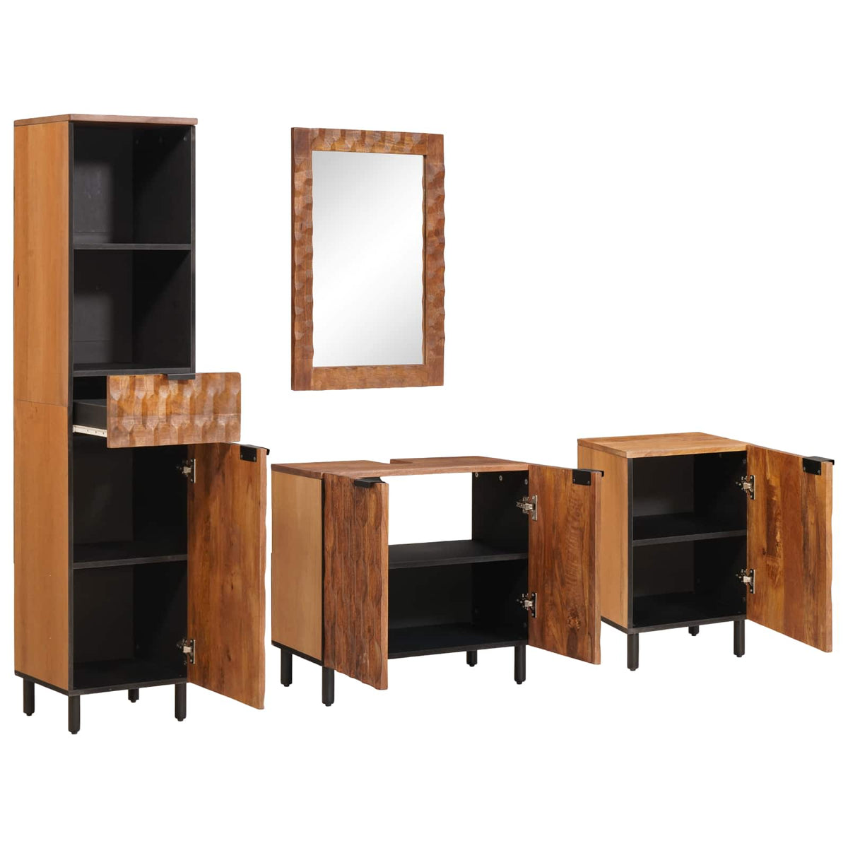 vidaXL Bathroom Furniture Set 4 pcs Acacia Brown Winish Solid Mango Wood