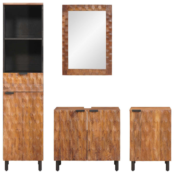 vidaXL Bathroom Furniture Set 4 pcs Acacia Brown Winish Solid Mango Wood