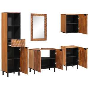 vidaXL Bathroom Set 5 pcs Acacia Brown Winish Solid Mango Wood