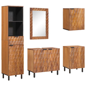 vidaXL Bathroom Set 5 pcs Acacia Brown Winish Solid Mango Wood