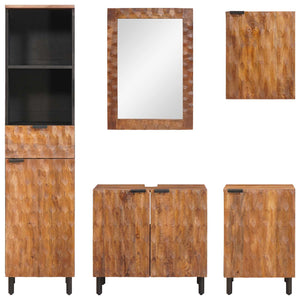 vidaXL Bathroom Set 5 pcs Acacia Brown Winish Solid Mango Wood