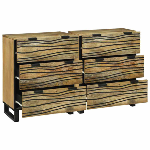 vidaXL Sideboard Set 2 pcs Natural 60 x 33.5 x 75 cm Solid Mango Wood
