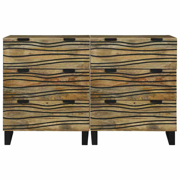 vidaXL Sideboard Set 2 pcs Natural 60 x 33.5 x 75 cm Solid Mango Wood