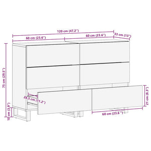 vidaXL Sideboard Set 2 pcs Natural 60 x 33.5 x 75 cm Solid Mango Wood