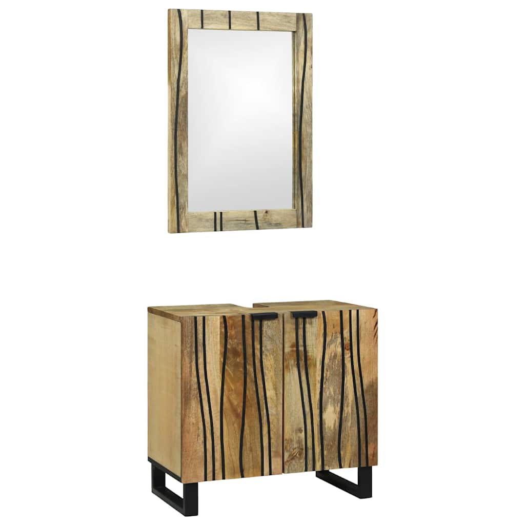 vidaXL Bathroom Furniture Set with Door Shelf 2 pcs Brown Engineered Wood