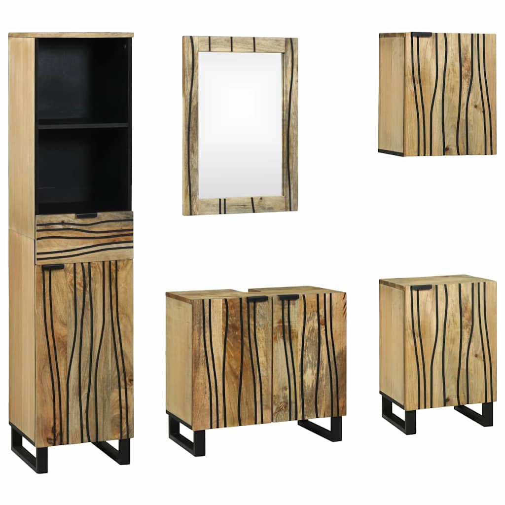 vidaXL Bathroom Furniture Set with Drawers 5 pcs Brown Engineered Wood