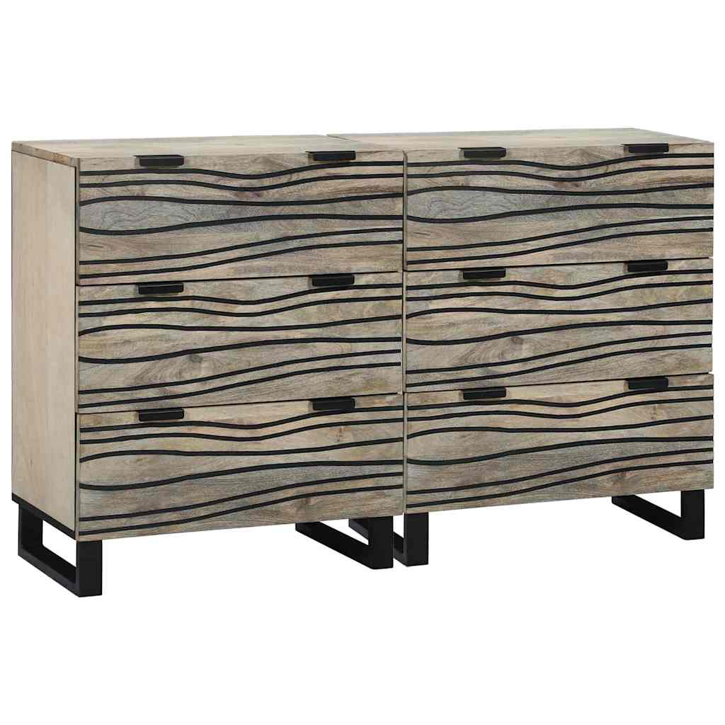 vidaXL Sideboard Set 2 pcs White 60 x 33.5 x 75 cm Solid Mango Wood