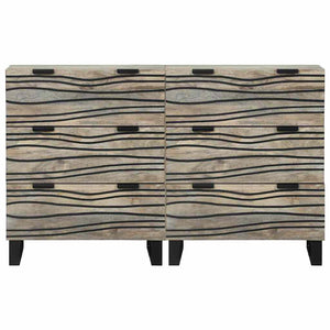vidaXL Sideboard Set 2 pcs White 60 x 33.5 x 75 cm Solid Mango Wood