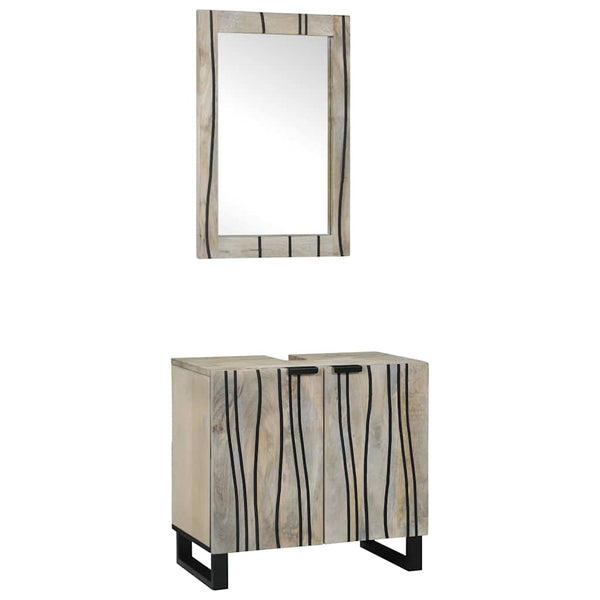 vidaXL Bathroom Furniture Set with Cabinet with Door 2 pcs White Engineered Wood