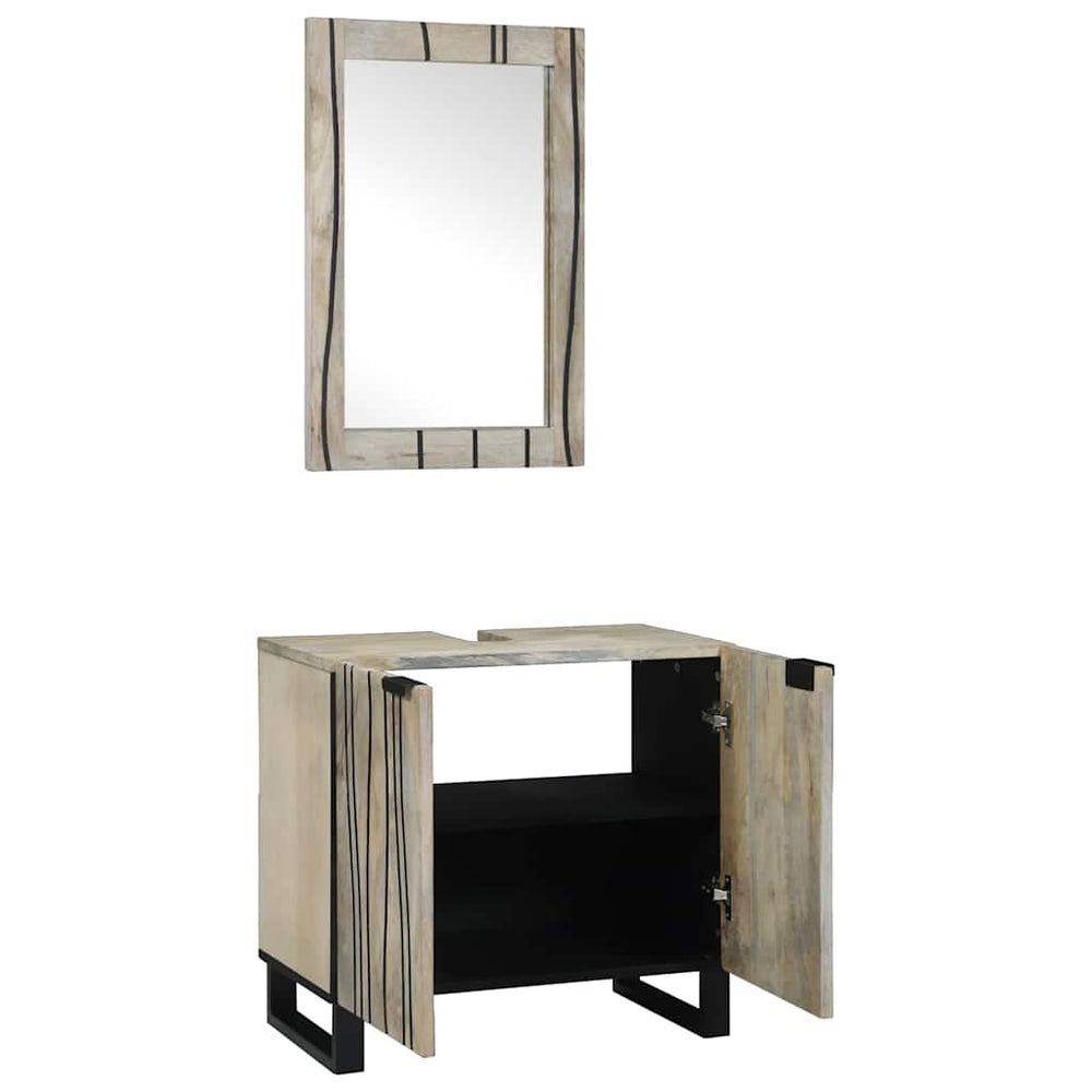 vidaXL Bathroom Furniture Set with Cabinet with Door 2 pcs White Engineered Wood