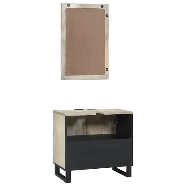 vidaXL Bathroom Furniture Set with Cabinet with Door 2 pcs White Engineered Wood
