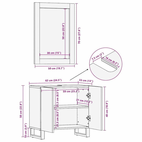 vidaXL Bathroom Furniture Set with Cabinet with Door 2 pcs White Engineered Wood