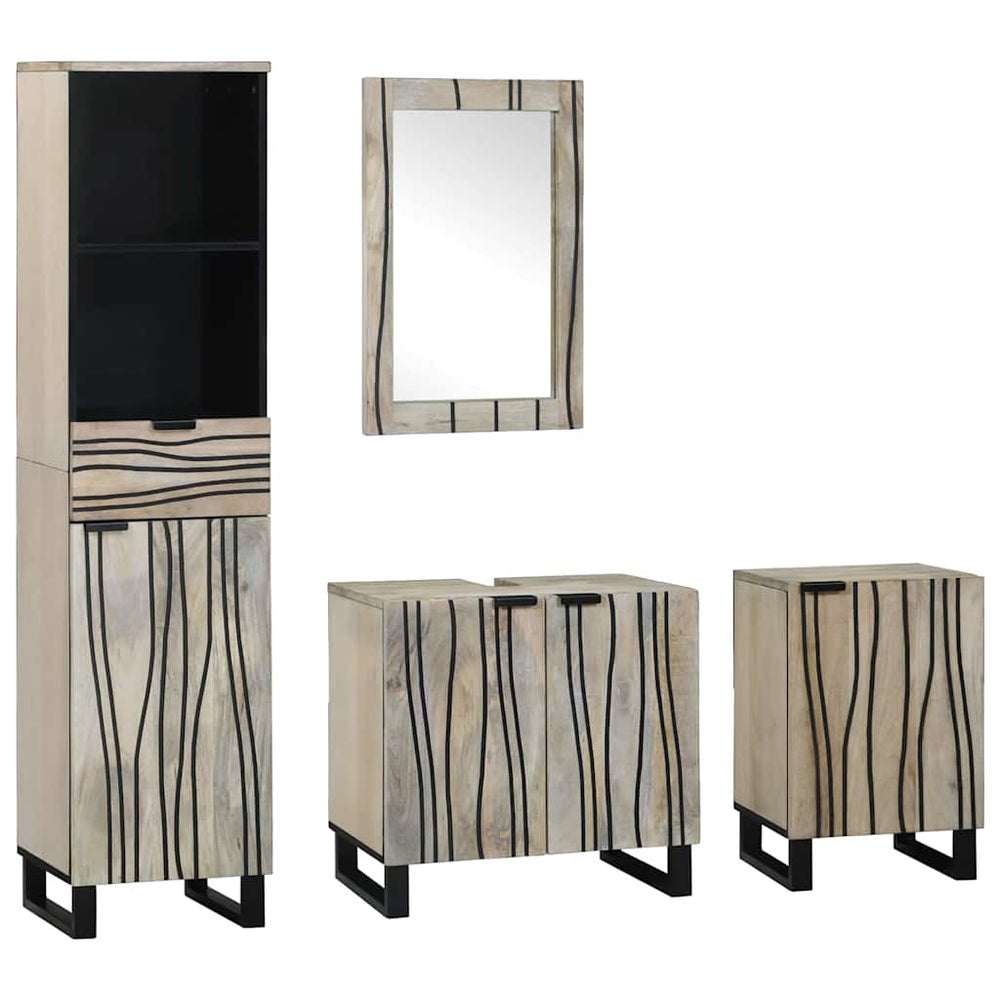 vidaXL Bathroom Furniture Set with Shelf 4 pcs Walnut Brown Engineered Wood