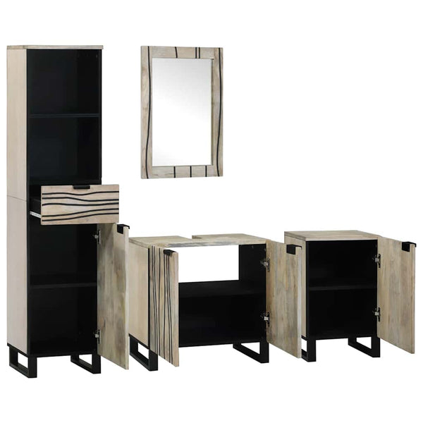 vidaXL Bathroom Furniture Set with Shelf 4 pcs Walnut Brown Engineered Wood
