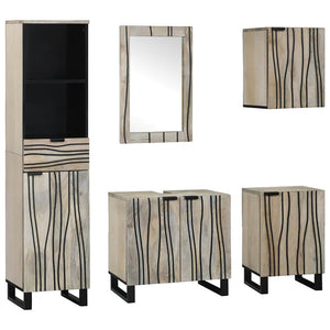vidaXL Bathroom Furniture Set with Shelf 5 pcs Walnut Brown Engineered Wood