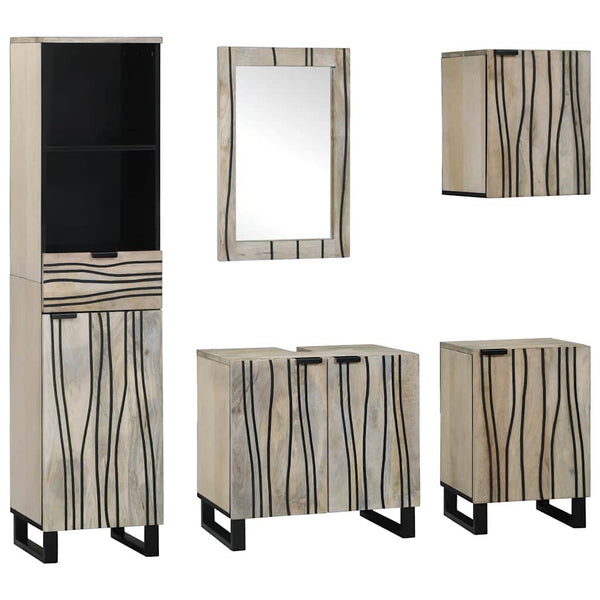 vidaXL Bathroom Furniture Set with Shelf 5 pcs Walnut Brown Engineered Wood
