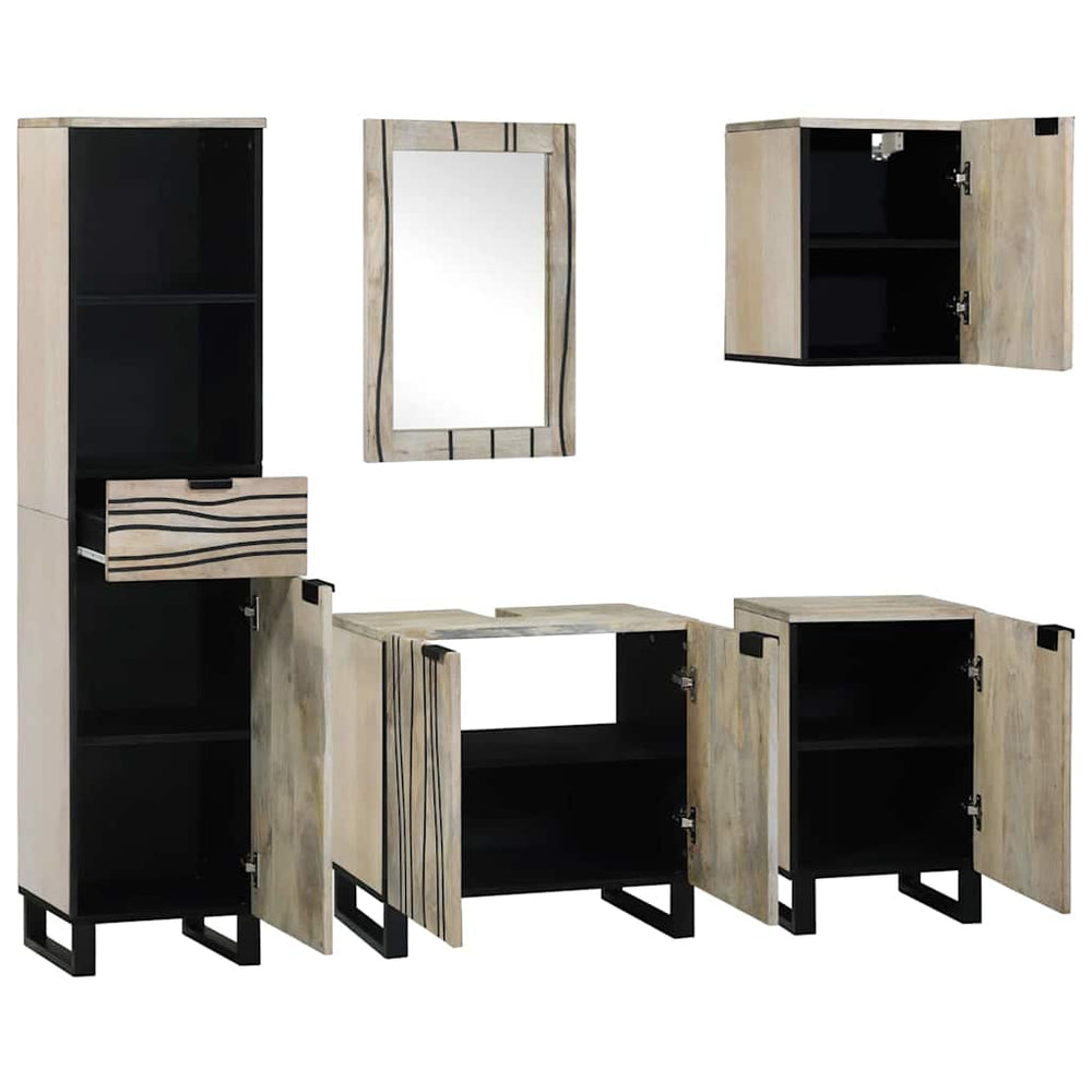vidaXL Bathroom Furniture Set with Shelf 5 pcs Walnut Brown Engineered Wood