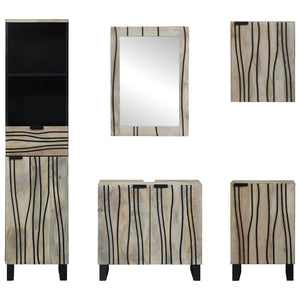 vidaXL Bathroom Furniture Set with Shelf 5 pcs Walnut Brown Engineered Wood