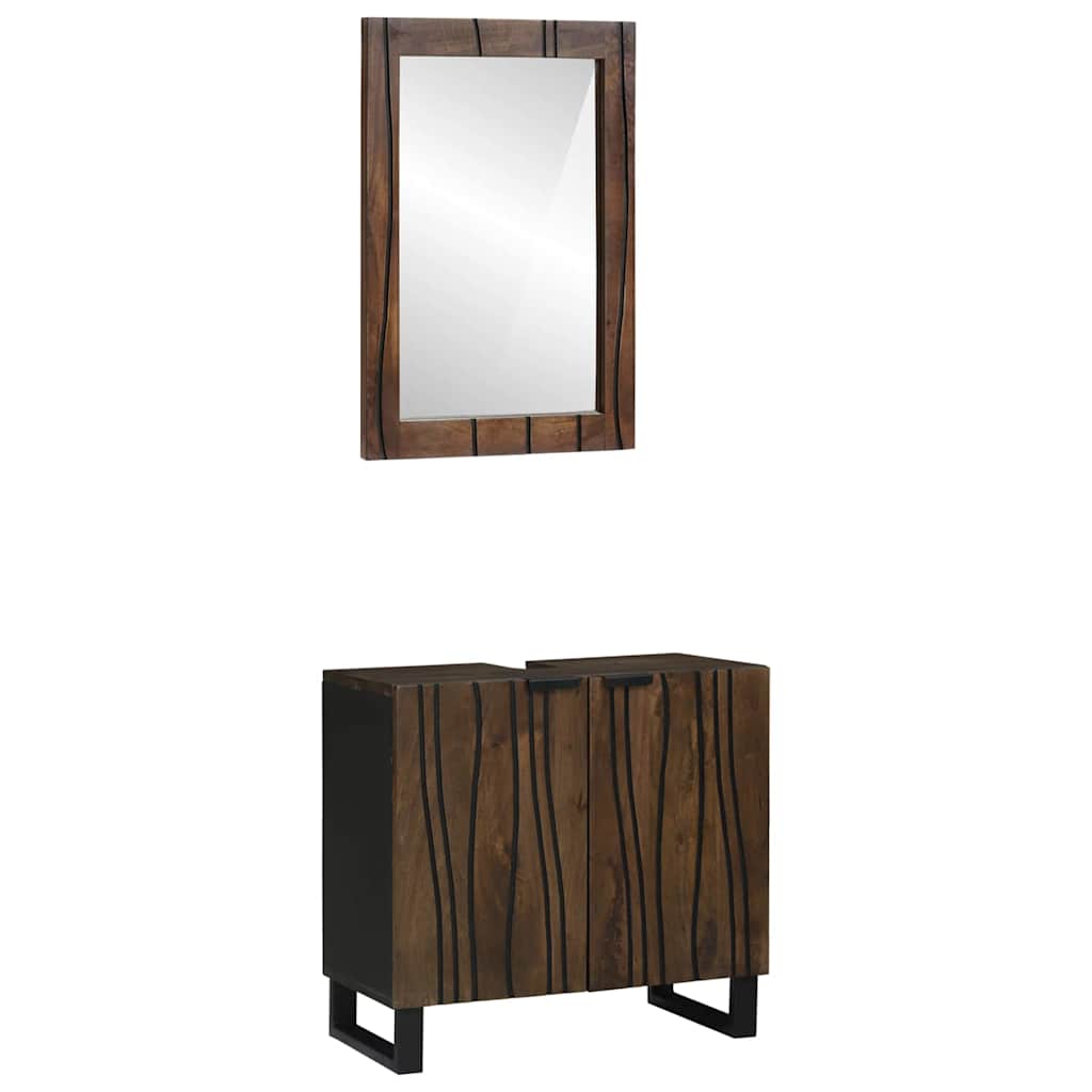 vidaXL Bathroom Furniture Set with Shelf 2 pcs Walnut Brown Engineered Wood