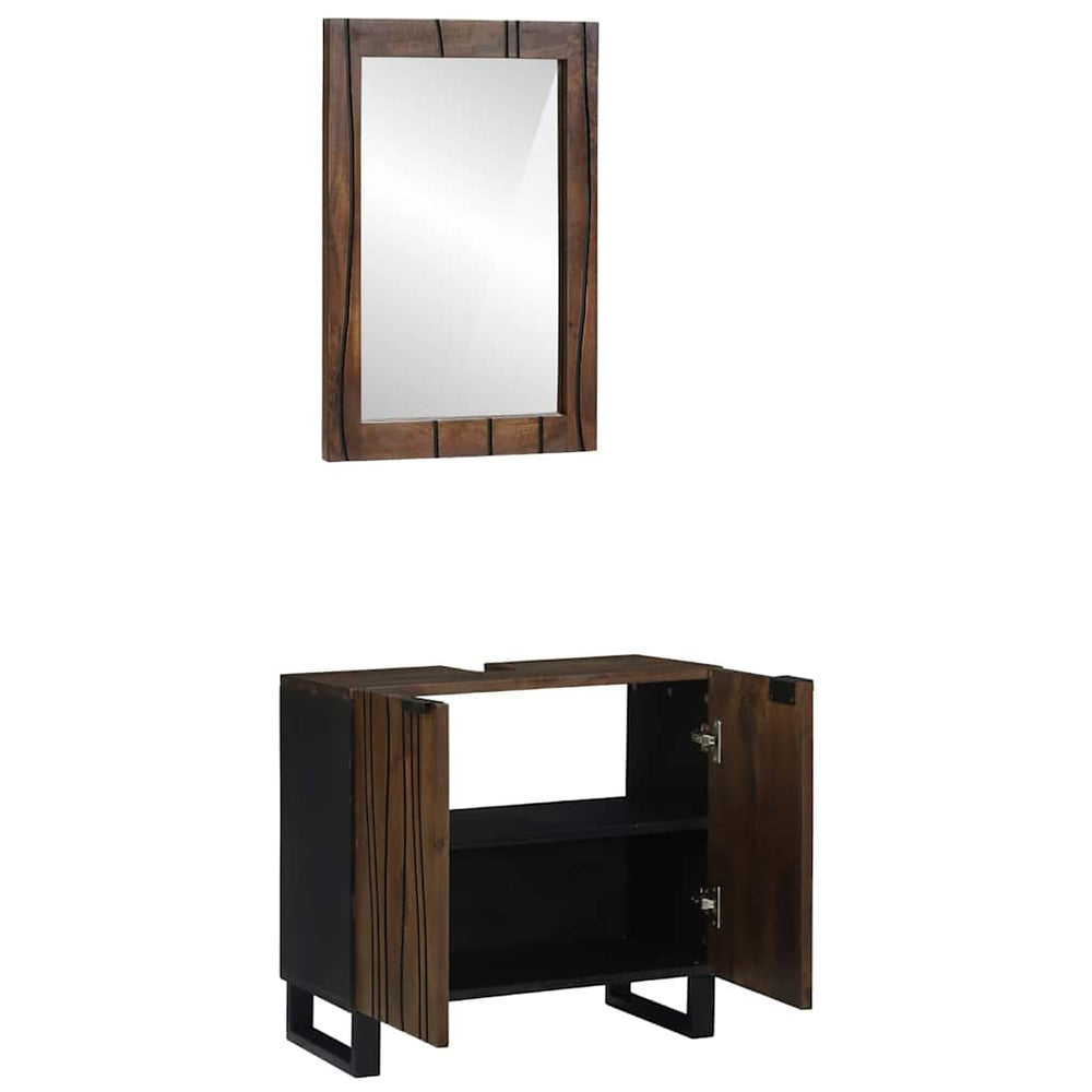 vidaXL Bathroom Furniture Set with Shelf 2 pcs Walnut Brown Engineered Wood