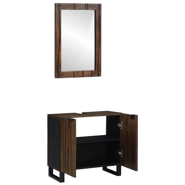 vidaXL Bathroom Furniture Set with Shelf 2 pcs Walnut Brown Engineered Wood