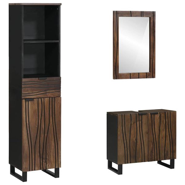 vidaXL Bathroom Furniture Set with Shelf 3 pcs Walnut Brown Engineered Wood